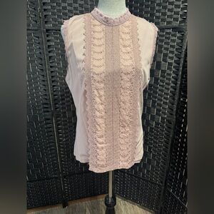 Apt. 9 Light Pink Lace Detail Sleeveless Blouse